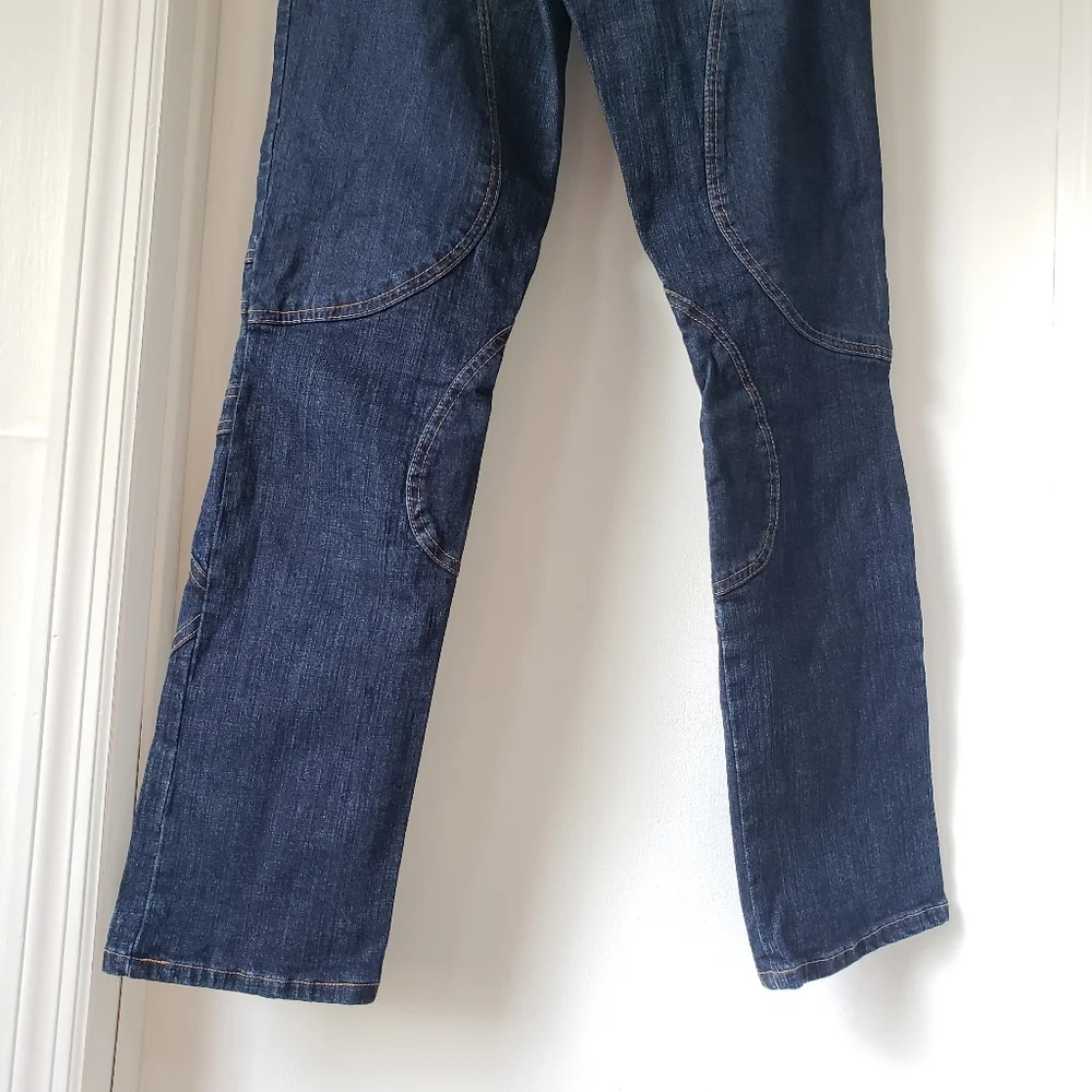 Azzure blue jeans with gold contrast stitch design - Picture 11 of 16